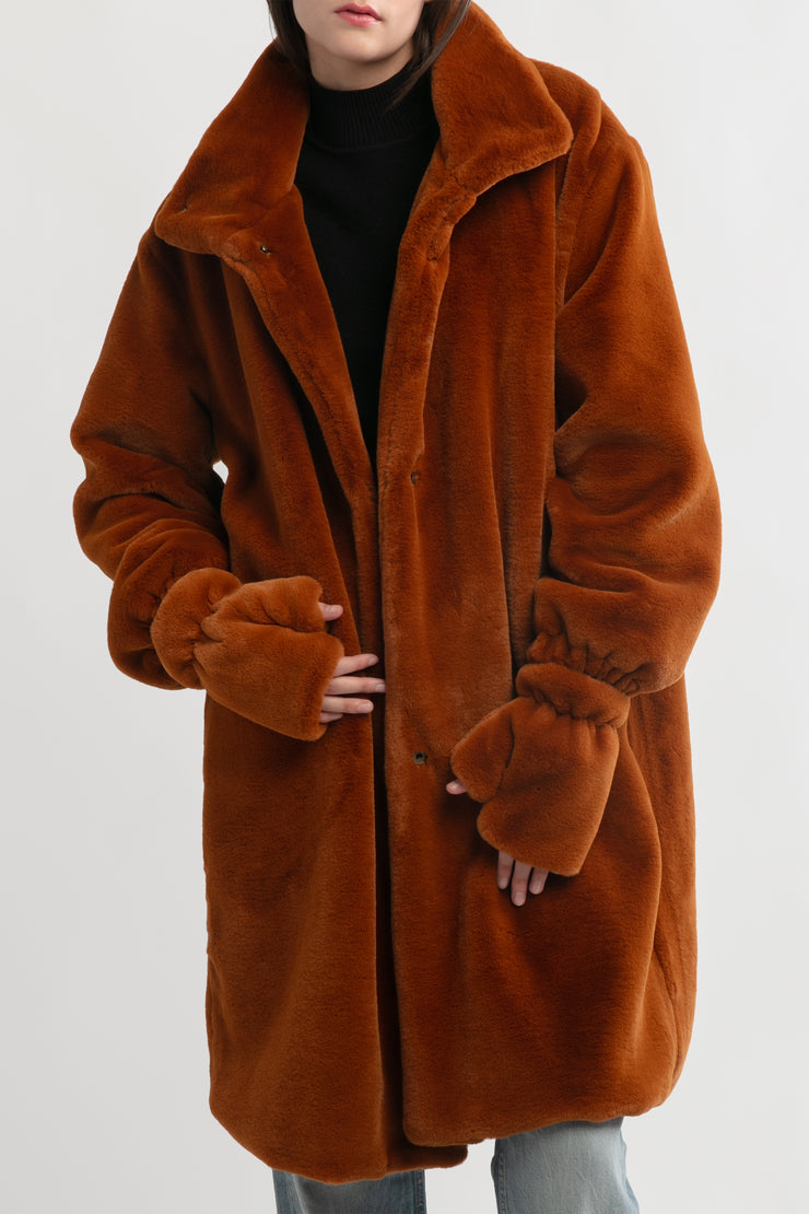 Shearling Stand Collar Coat