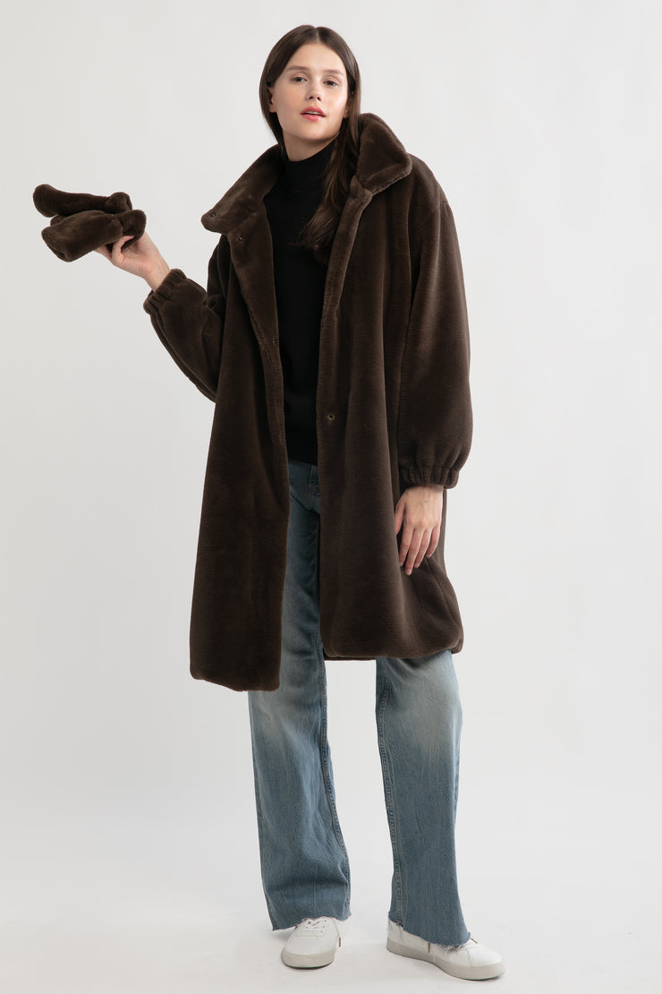 Shearling Stand Collar Coat