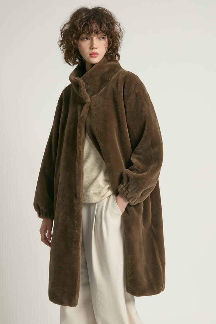 Shearling Stand Collar Coat