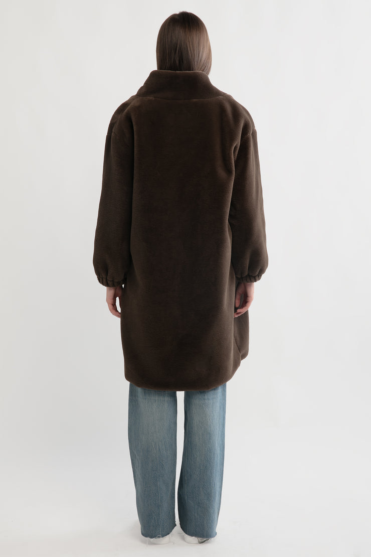 Shearling Stand Collar Coat