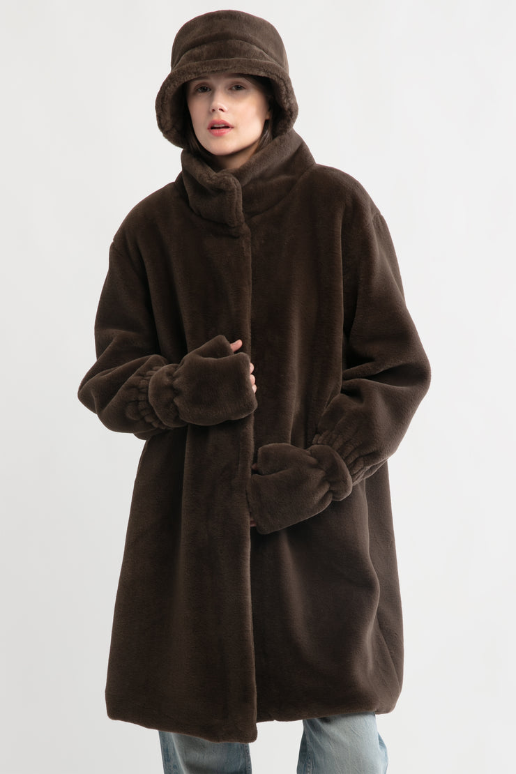 Shearling Stand Collar Coat