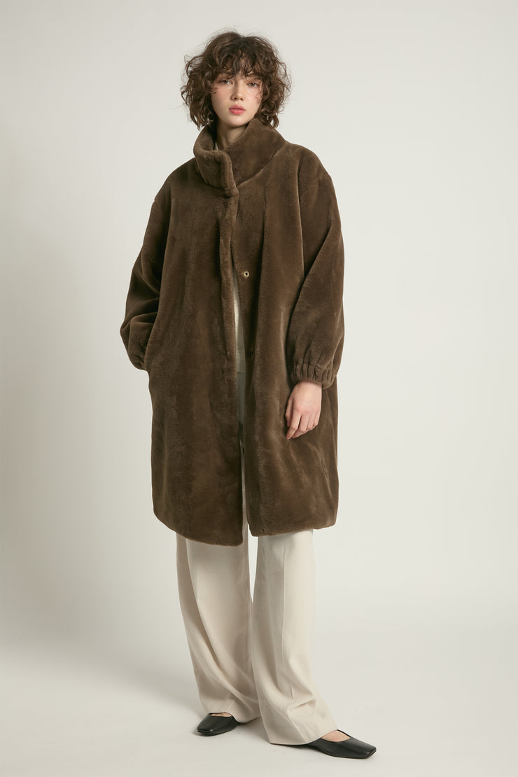 Shearling Stand Collar Coat
