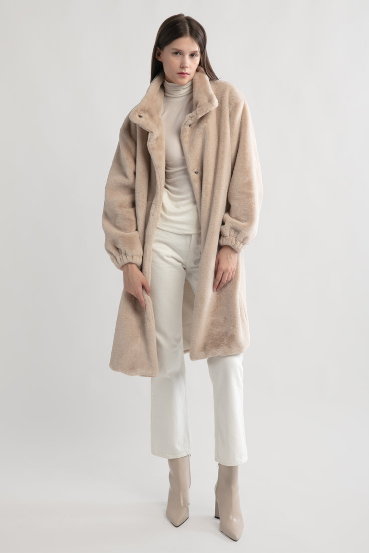 Shearling Stand Collar Coat