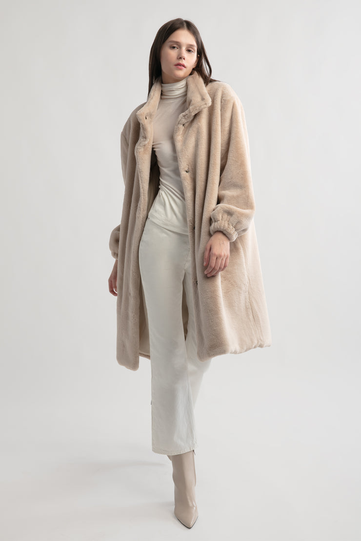 Shearling Stand Collar Coat