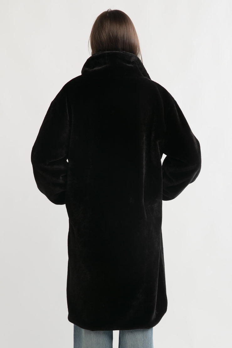 Shearling Stand Collar Coat