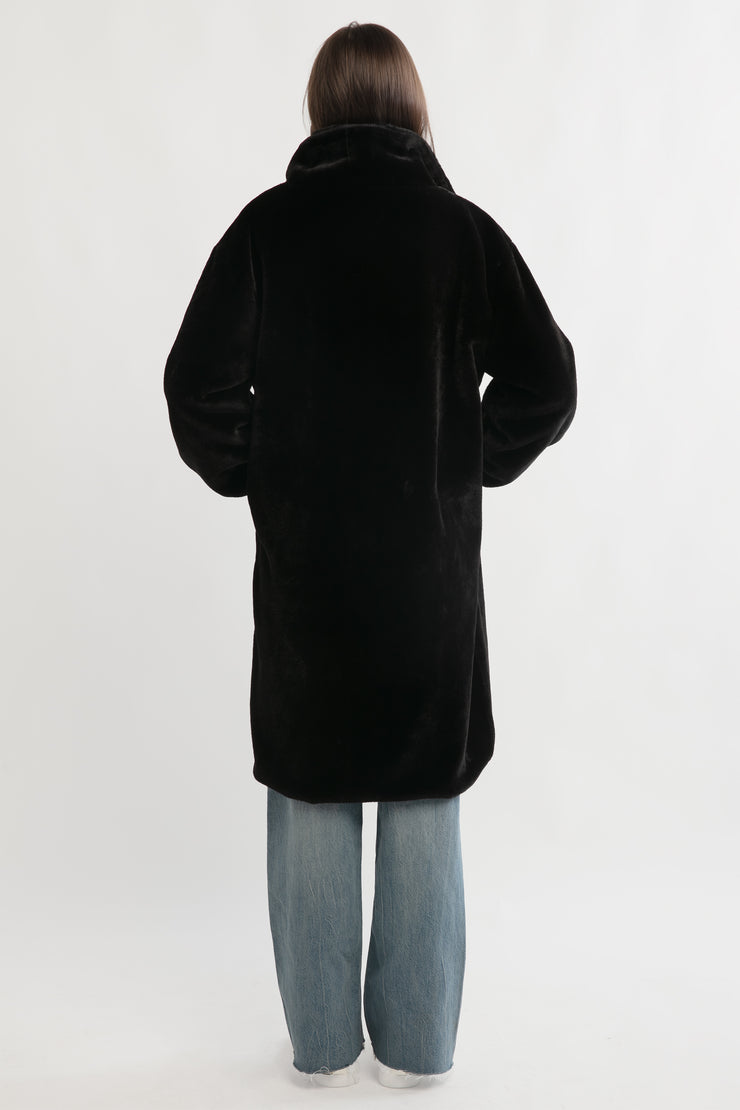 Shearling Stand Collar Coat