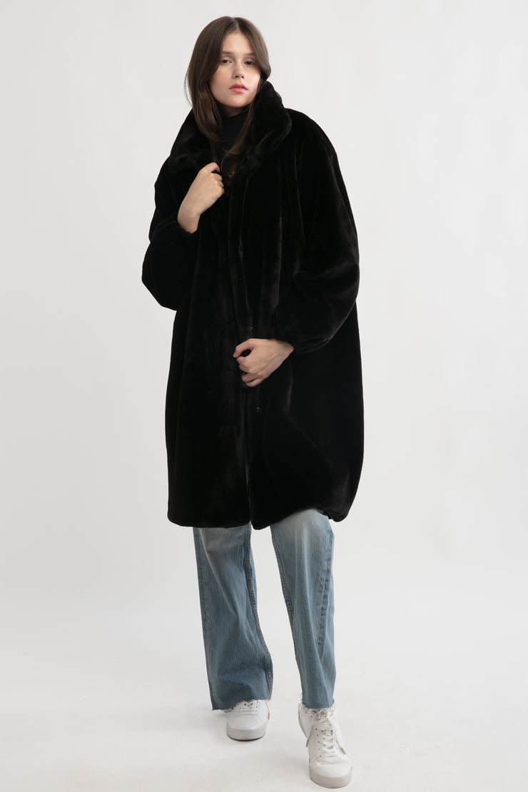 Shearling Stand Collar Coat