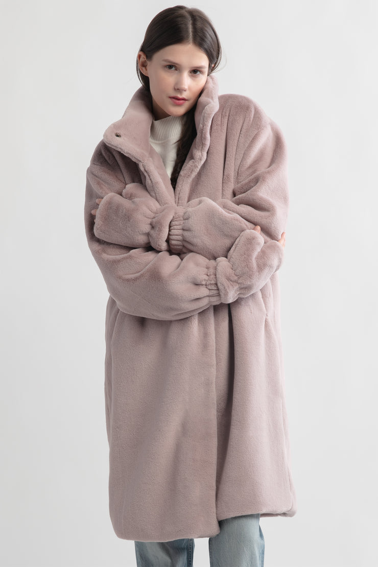 Shearling Stand Collar Coat