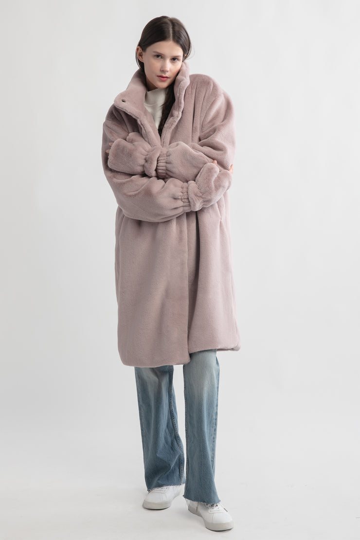 Shearling Stand Collar Coat