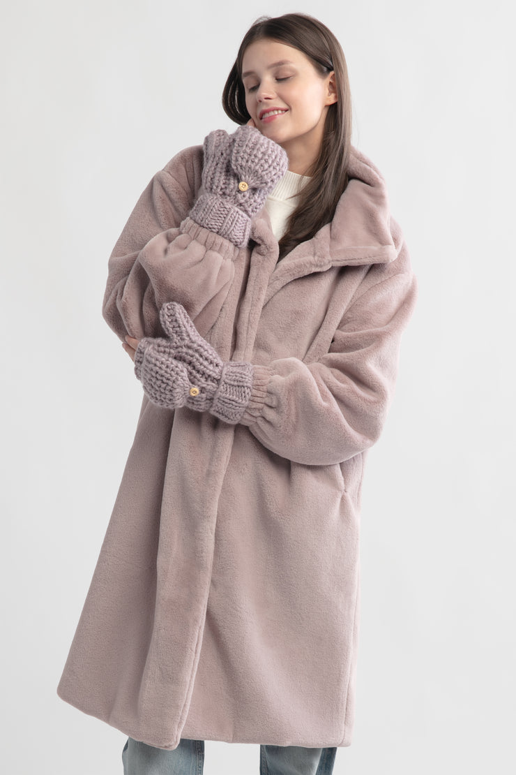 Shearling Stand Collar Coat