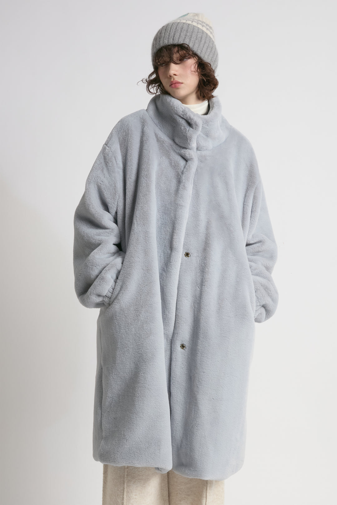 Shearling Stand Collar Coat – Look By M