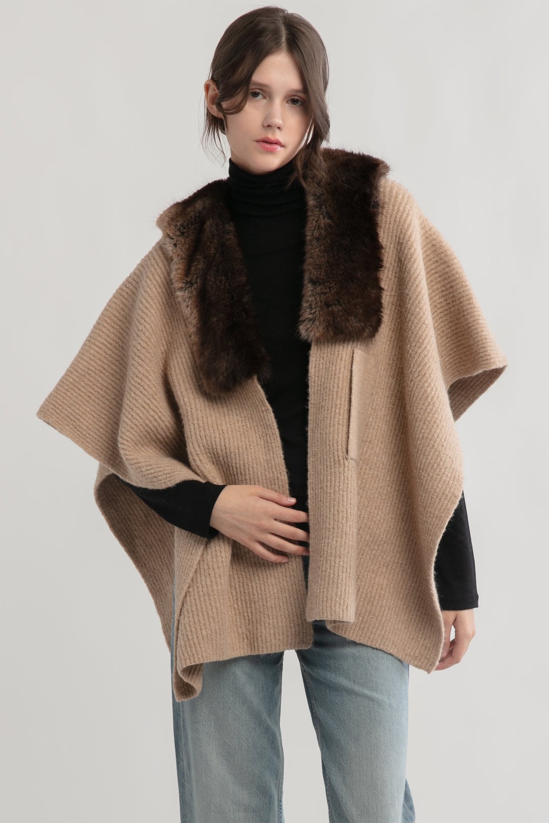 Fur Collar Shawl Look By M