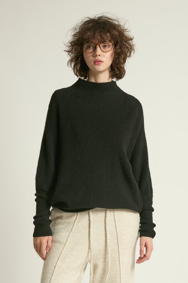 Mockneck Batwing Sleeves Sweater