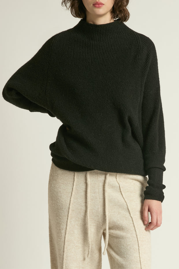 Mockneck Batwing Sleeves Sweater