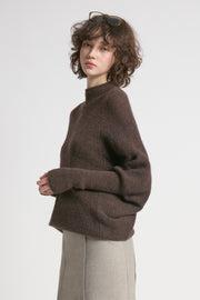 Mockneck Batwing Sleeves Sweater