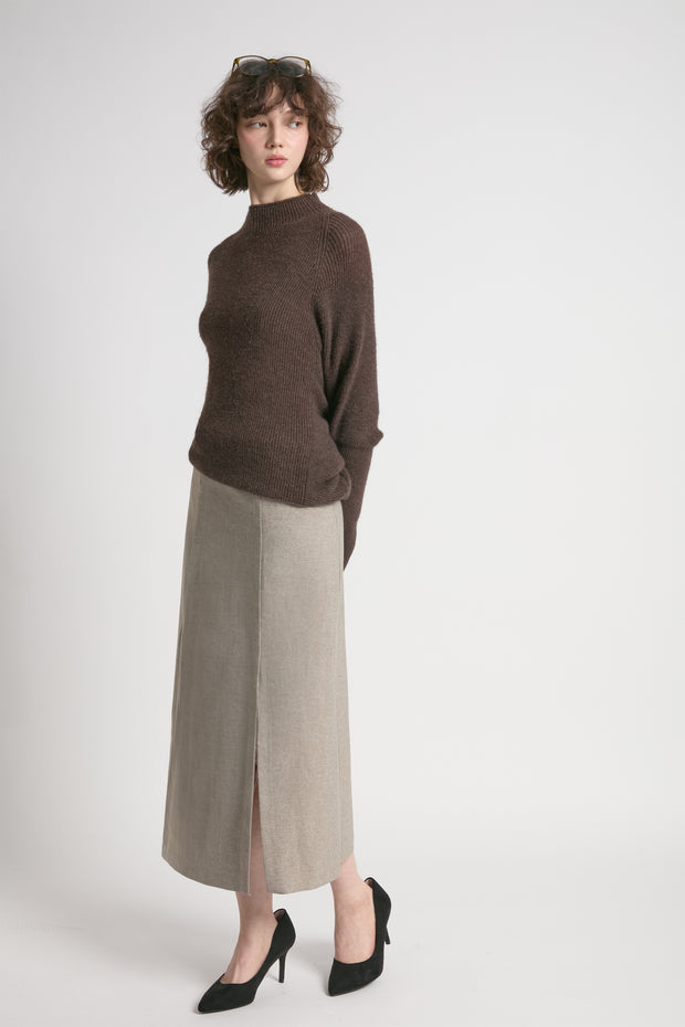 Mockneck Batwing Sleeves Sweater