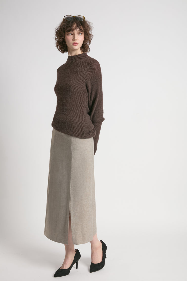 Mockneck Batwing Sleeves Sweater