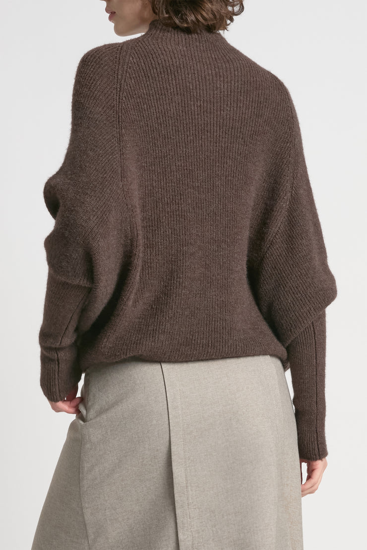 Mockneck Batwing Sleeves Sweater