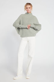 Mockneck Batwing Sleeves Sweater