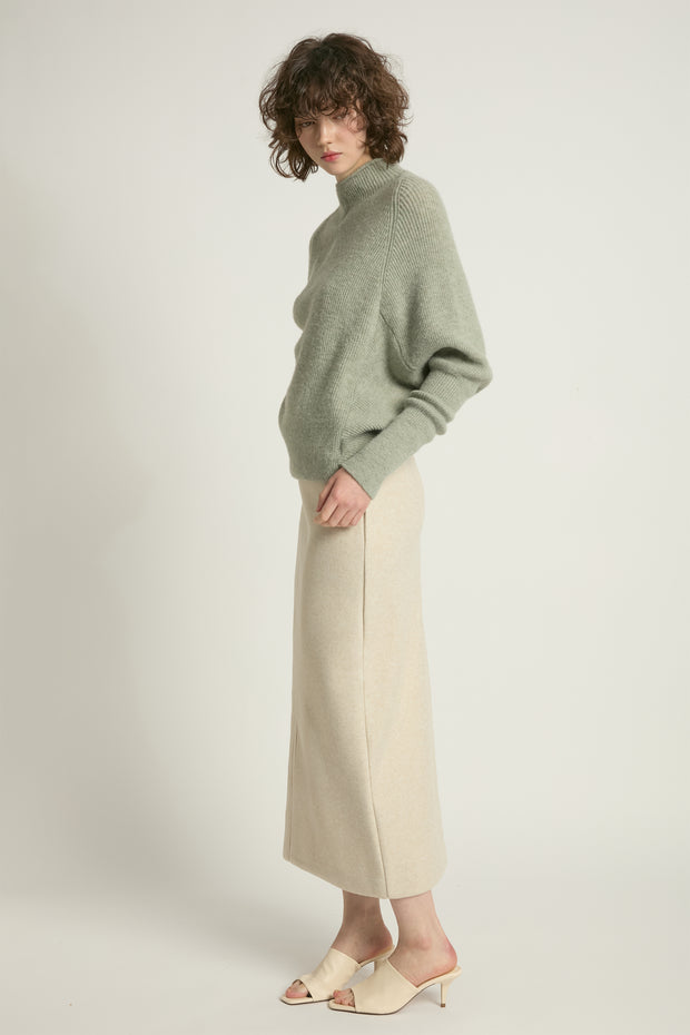 Mockneck Batwing Sleeves Sweater