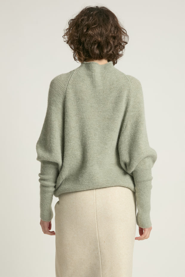 Mockneck Batwing Sleeves Sweater