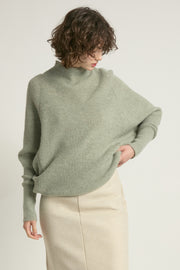 Mockneck Batwing Sleeves Sweater