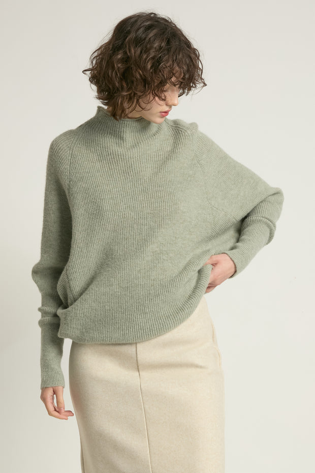 Mockneck Batwing Sleeves Sweater