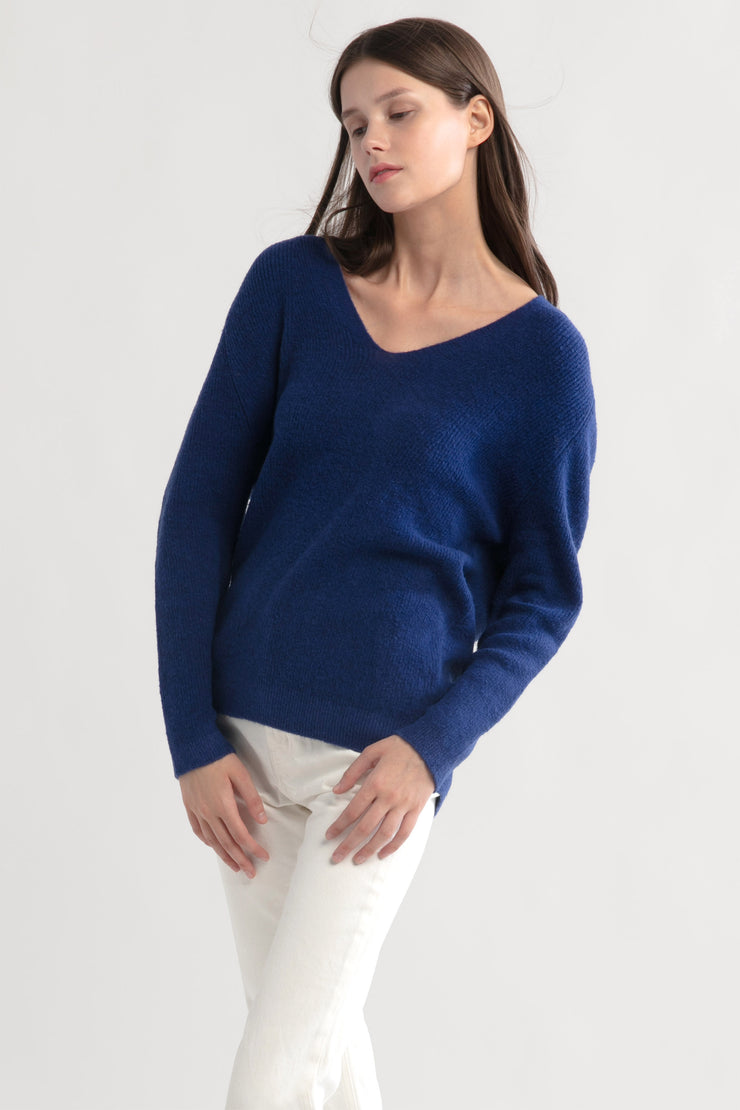 V-neck Ribbed Knit Sweater