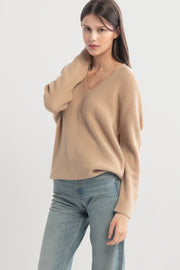 V-neck Ribbed Knit Sweater