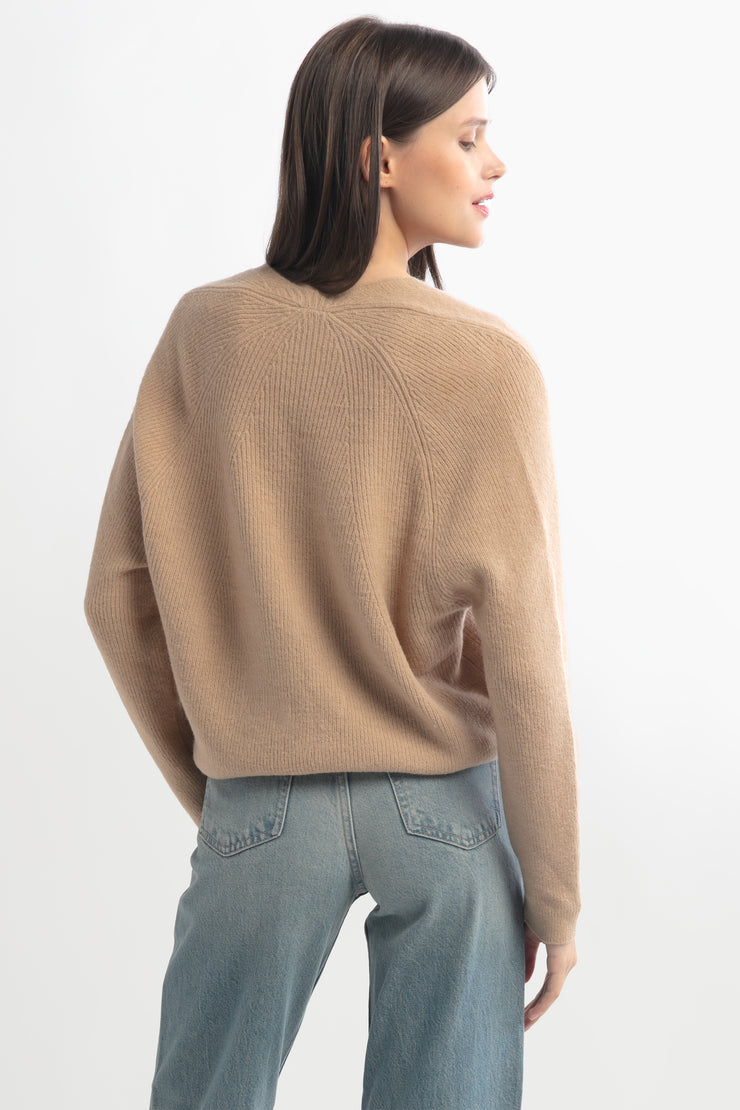 V-neck Ribbed Knit Sweater