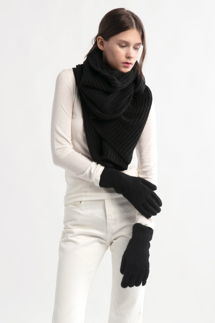 Wool Blend Rib Knit Scarf