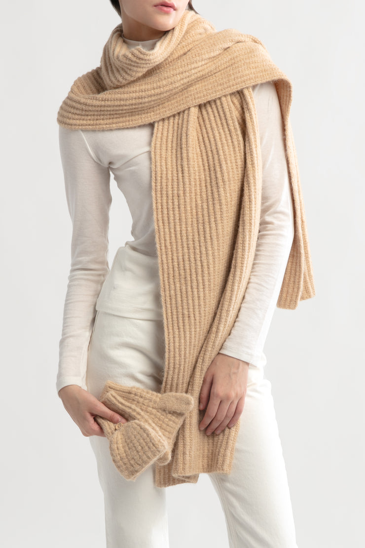 Wool Blend Rib Knit Scarf