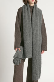 Wool Blend Rib Knit Scarf