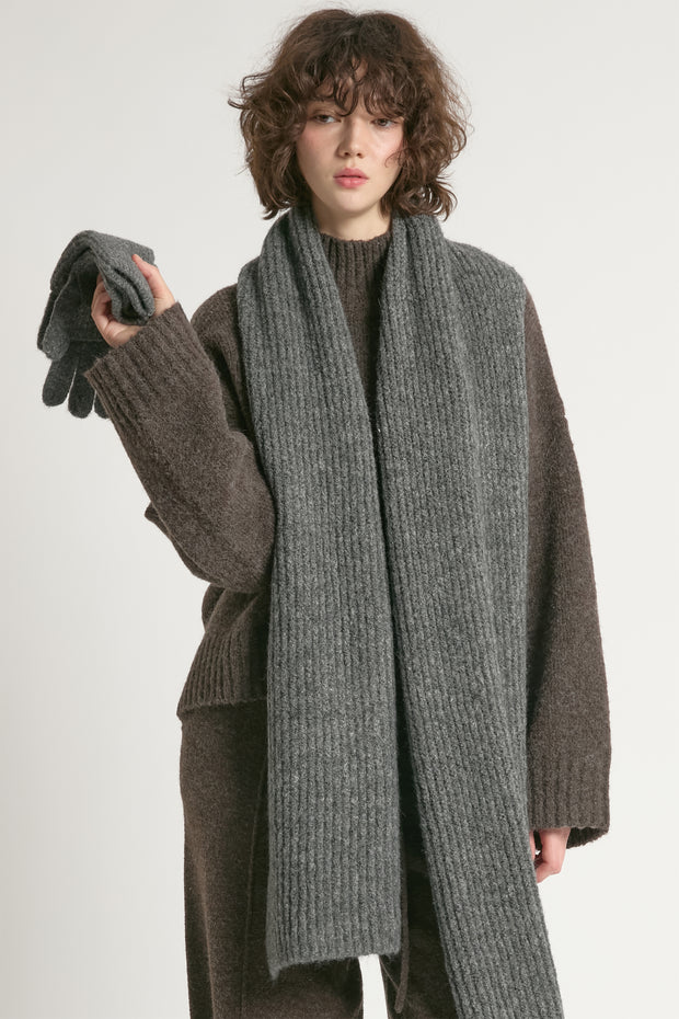 Wool Blend Rib Knit Scarf