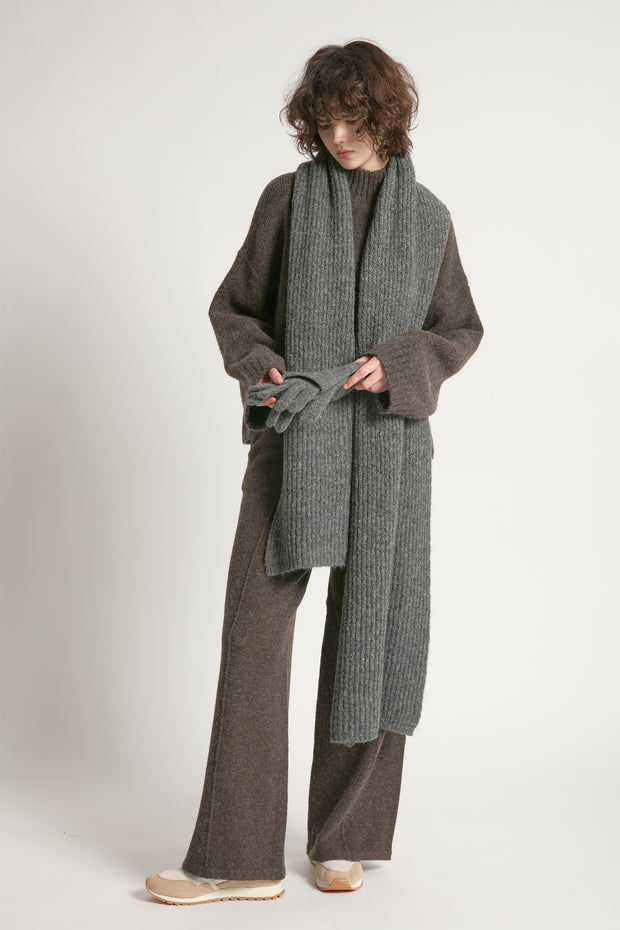 Wool Blend Rib Knit Scarf