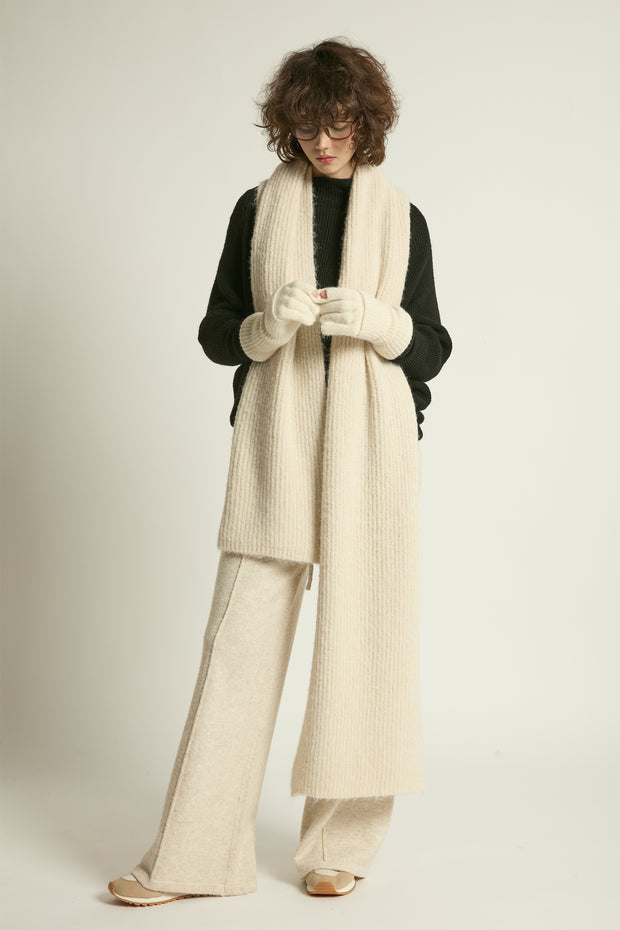 Wool Blend Rib Knit Scarf