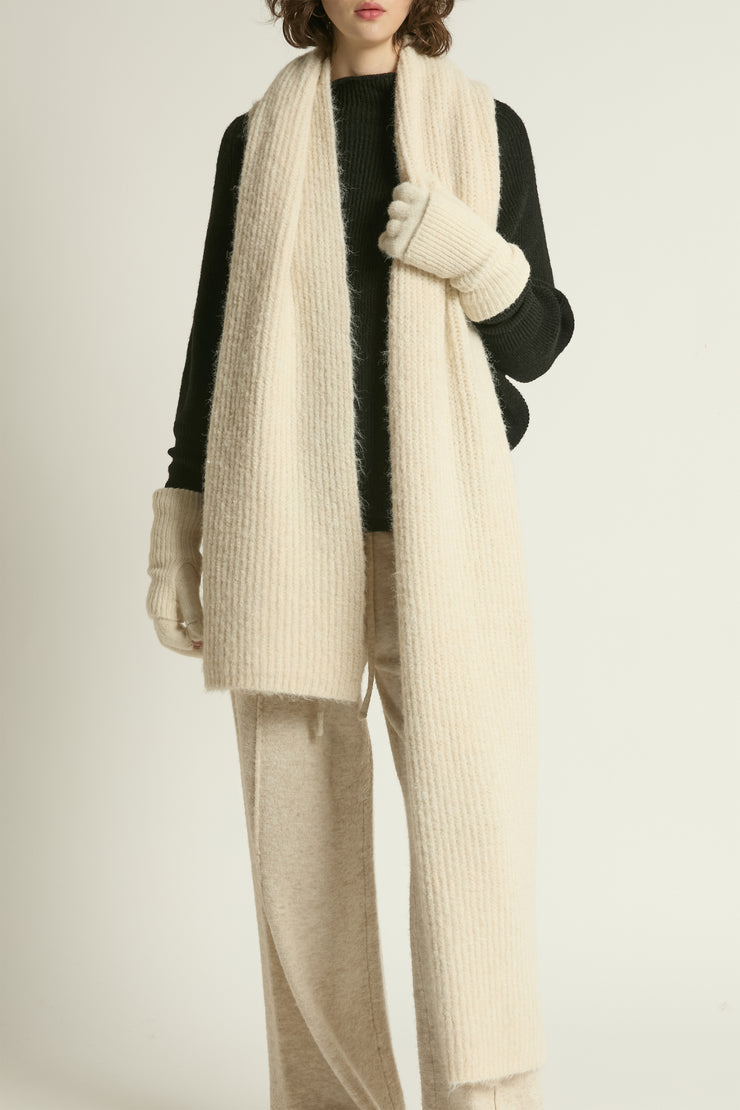 Wool Blend Rib Knit Scarf
