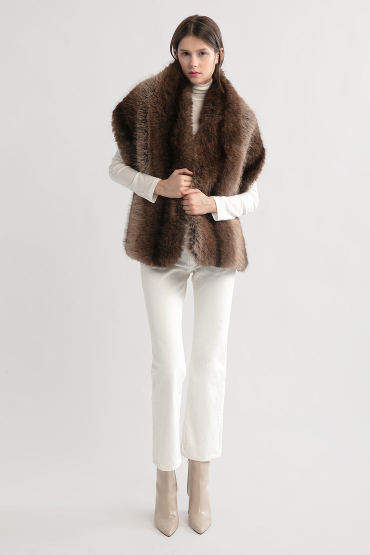 Two Tone Fur Shawl Wrap