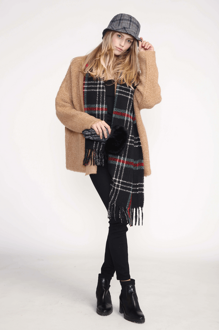 Chic Plaid Faux Fur Gloves