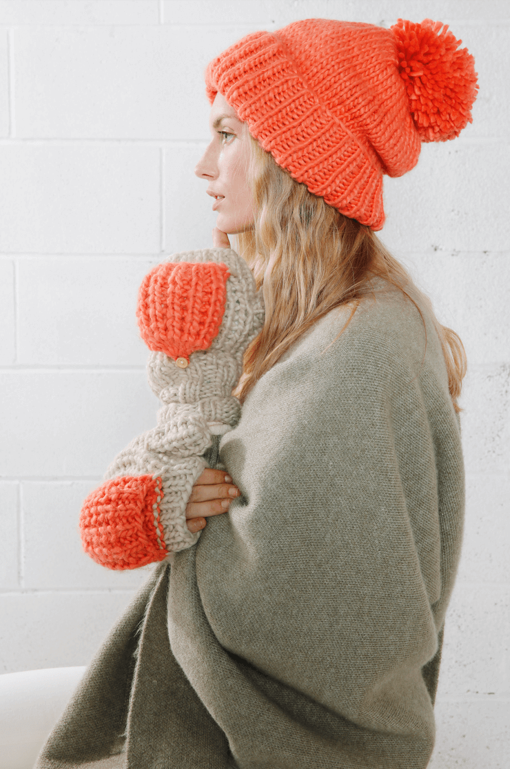 Hand-Knitted Basic Pompom Hat