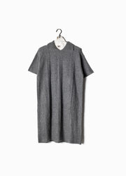 Cable Knit Collared Short Sleeves Dress