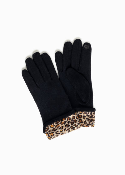 Leopard Wool Blended Gloves