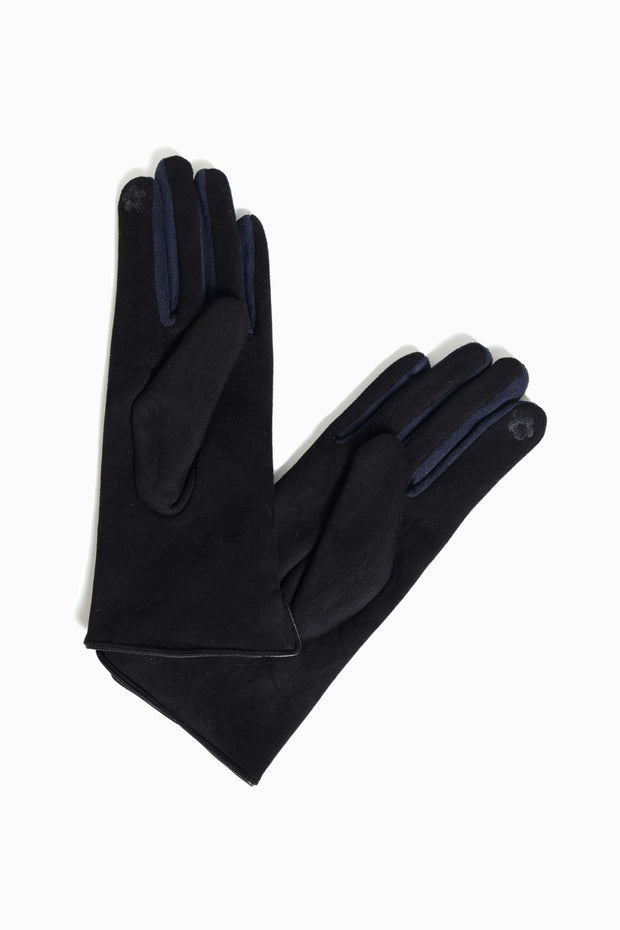 Finger-color Detail Suede Gloves