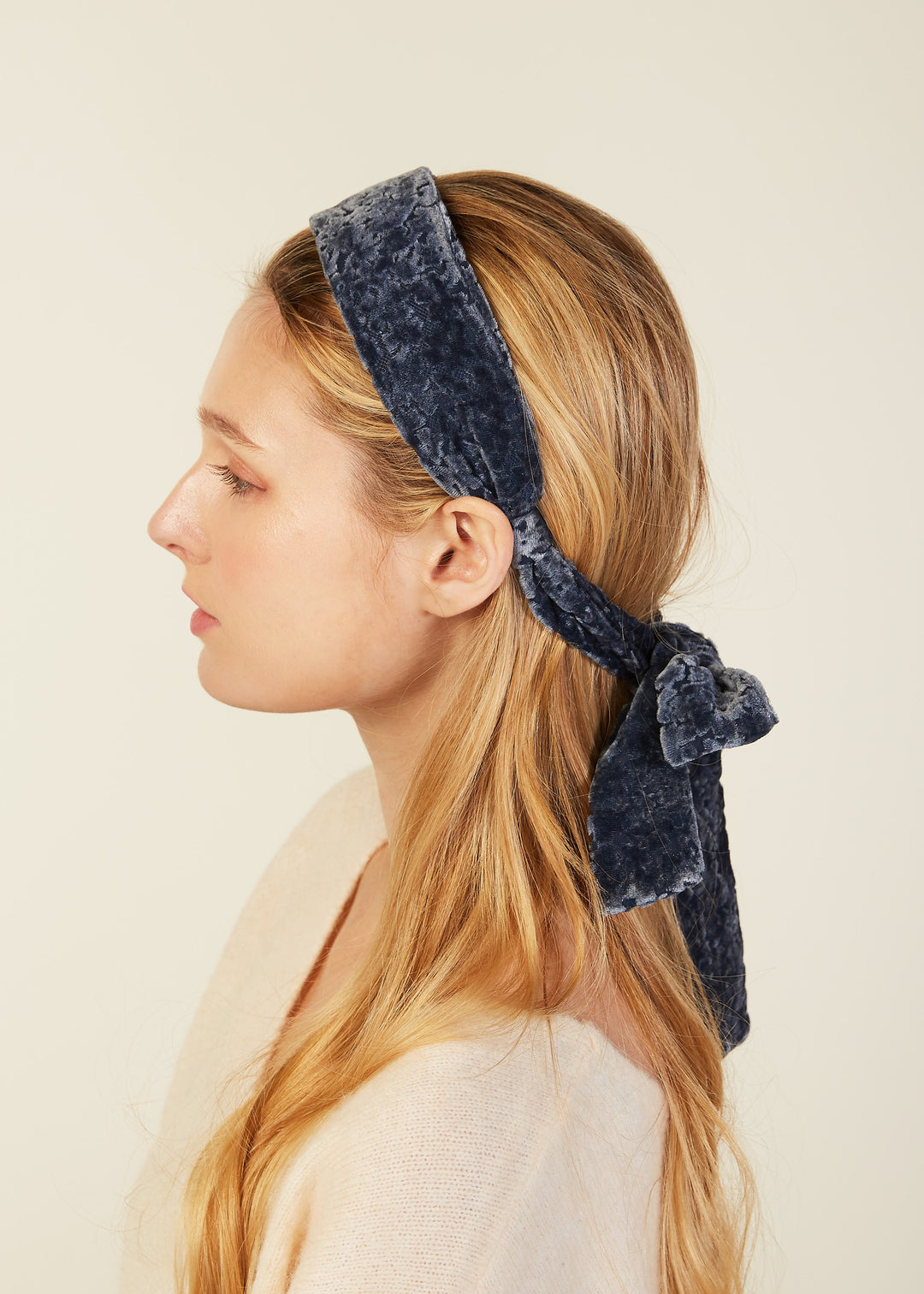 ウィッグ・エクステ SCARF HAT (M) / Checked-Navy Scarf Ponytail Headband – Look By M