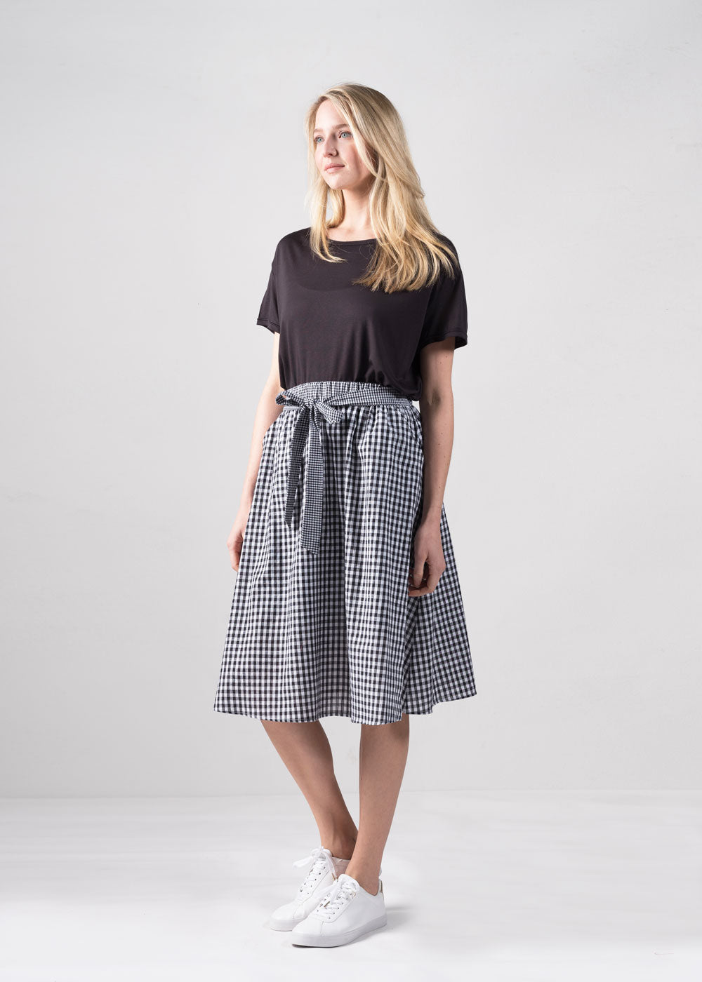 【MOILLY】A-Line Ribbon Skirt zig zag style ribbon skirt with lace overlay and detachable
