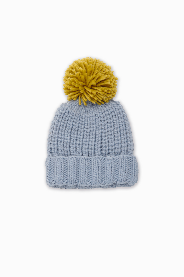 Hand-Knitted Cotton Candy Pompom Hat