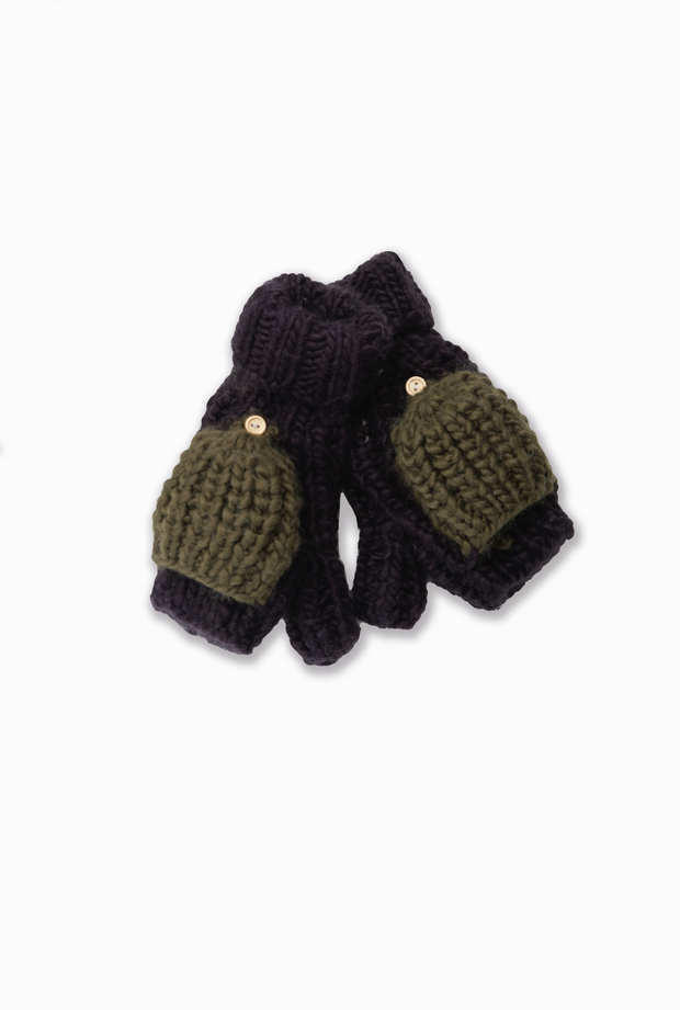 [BACK IN STOCK] Hand-Knitted Cotton Candy Flip Mitten Gloves
